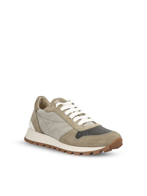 Brunello Cucinelli runner sneakers in grey technical fabric — rear view | La Parisienne Qatar