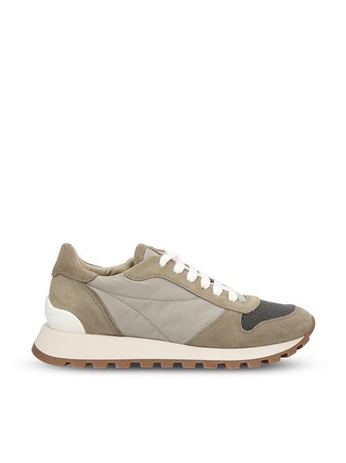 Brunello Cucinelli runner sneakers in grey technical fabric — front view | La Parisienne Qatar