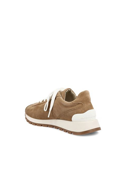 Brunello Cucinelli suede runner sneakers in beige — detail view | La Parisienne Qatar
