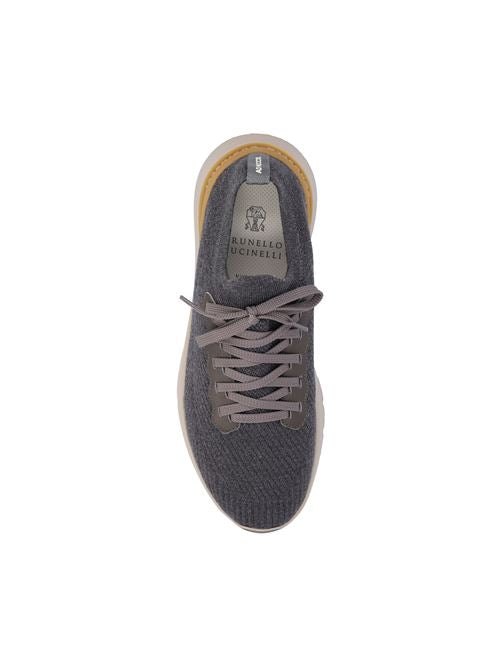 Brunello Cucinelli wool knit runners in grey — side profile | La Parisienne Qatar