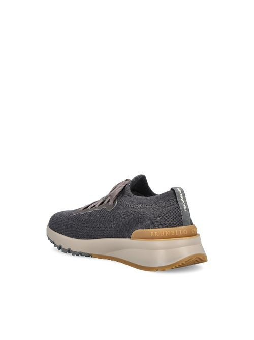 Brunello Cucinelli wool knit runners in grey — detail view | La Parisienne Qatar