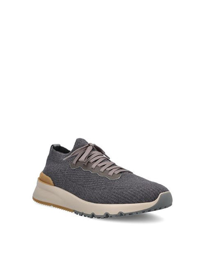 Brunello Cucinelli wool knit runners in grey — rear view | La Parisienne Qatar