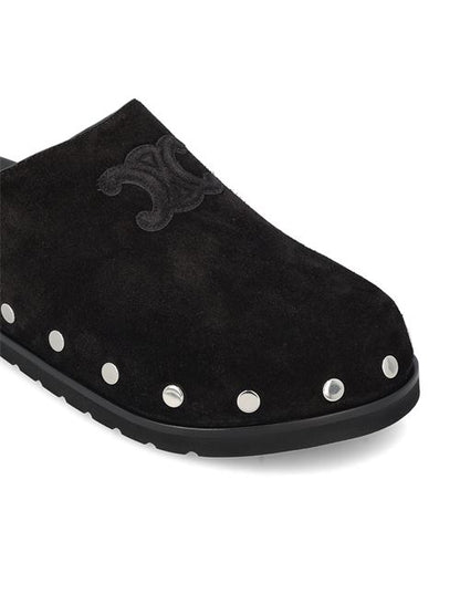 Celine studded leather shoes in black — side profile | La Parisienne Qatar