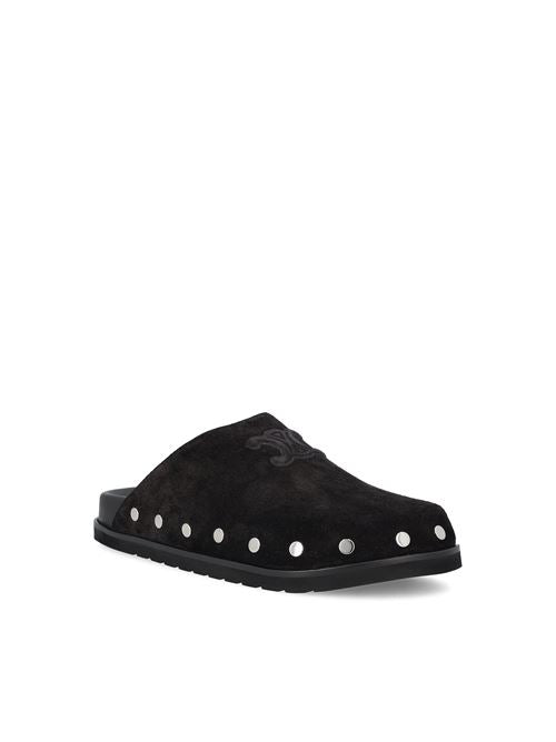 Celine studded leather shoes in black — rear view | La Parisienne Qatar