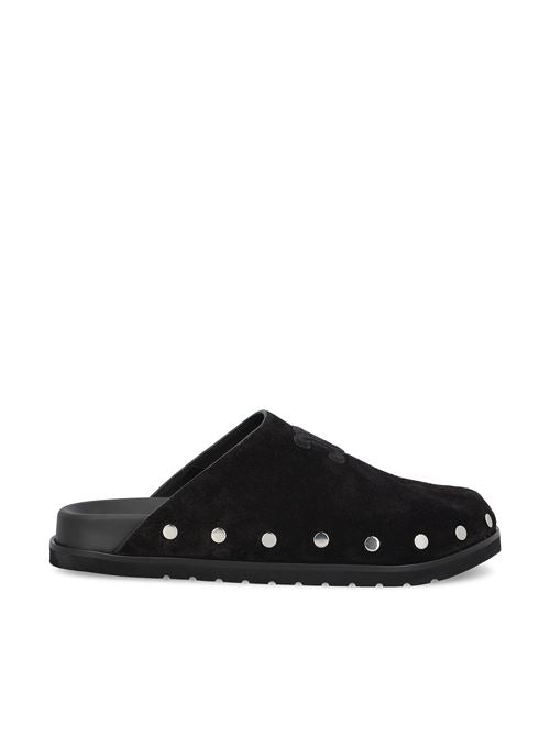 Celine studded leather shoes in black — front view | La Parisienne Qatar