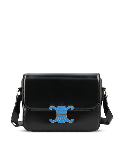 Celine Triomphe Classique bag in black shiny calfskin — front view | La Parisienne Qatar