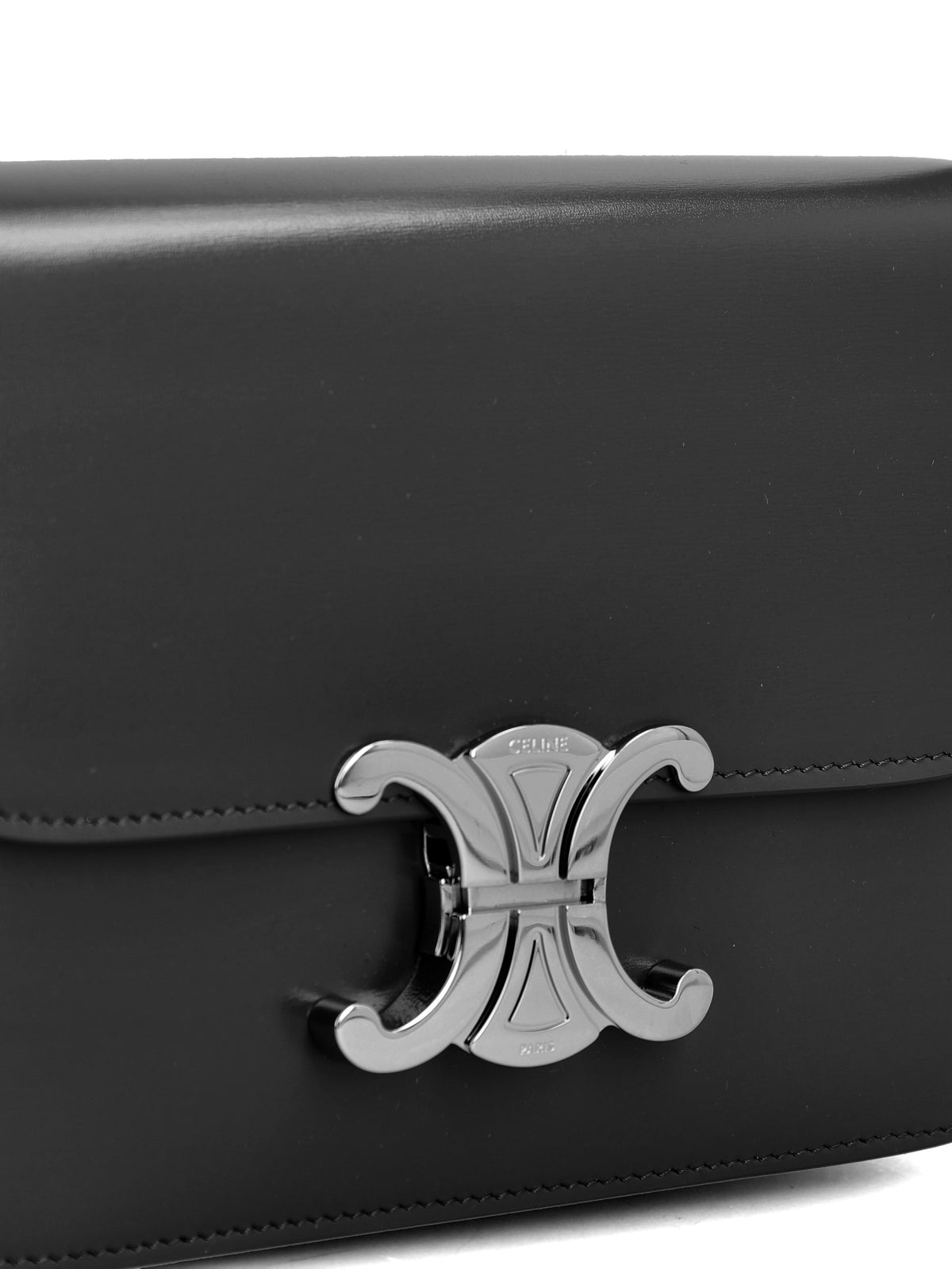 Celine Triomphe Classique calfskin bag silver hardware — rear view | La Parisienne Qatar