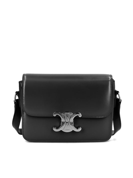 Celine Triomphe Classique calfskin bag silver hardware — front view | La Parisienne Qatar