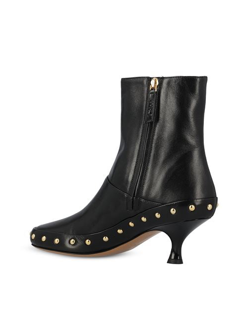 Chloé studded ankle boots in black leather — detail view | La Parisienne Qatar