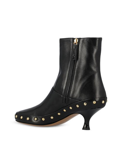 Chloé studded ankle boots in black leather — detail view | La Parisienne Qatar