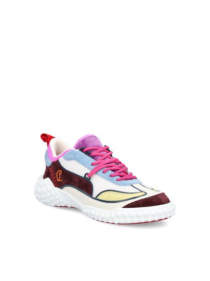 Christian Louboutin Mara sneakers in burgundy and blue — rear view | La Parisienne Qatar