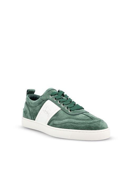 Christian Louboutin Retero sneakers in agave green nubuck — rear view | La Parisienne Qatar