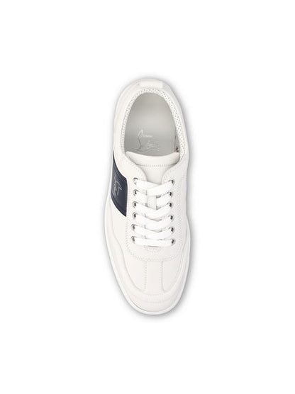 Christian Louboutin Retero sneakers in white and navy calfskin — side profile | La Parisienne Qatar