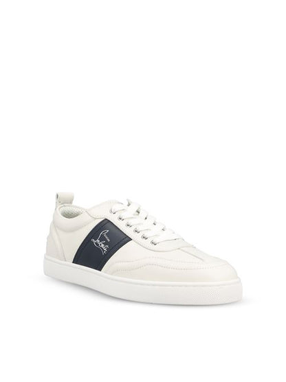 Christian Louboutin Retero sneakers in white and navy calfskin — rear view | La Parisienne Qatar