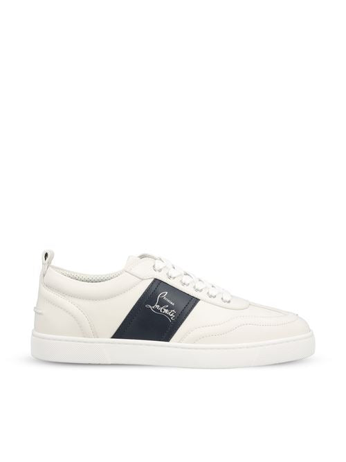 Christian Louboutin Retero sneakers in white and navy calfskin — front view | La Parisienne Qatar