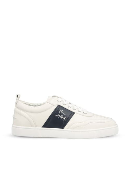 Christian Louboutin Retero sneakers in white and navy calfskin — front view | La Parisienne Qatar