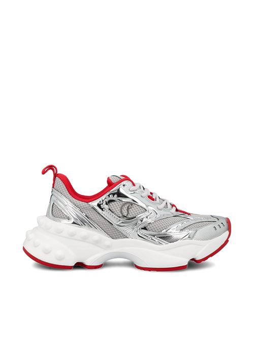 Christian Louboutin sneakers in silver laminated calf leather — front view | La Parisienne Qatar
