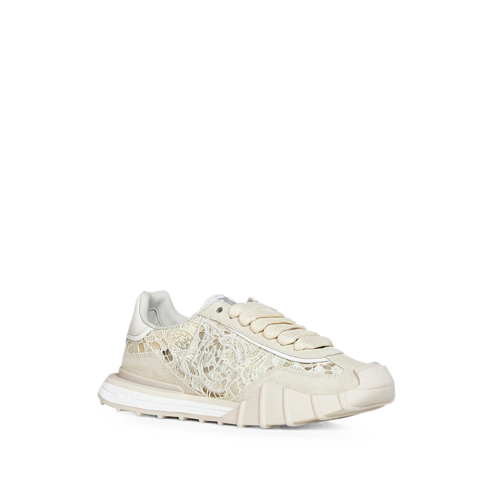 Dolce & Gabbana sneakers in neutral calf suede — side profile | La Parisienne Qatar