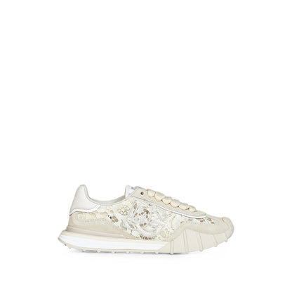 Dolce & Gabbana sneakers in neutral calf suede — front view | La Parisienne Qatar