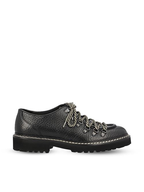 Doucal's lace-up shoes in black suede — front view | La Parisienne Qatar
