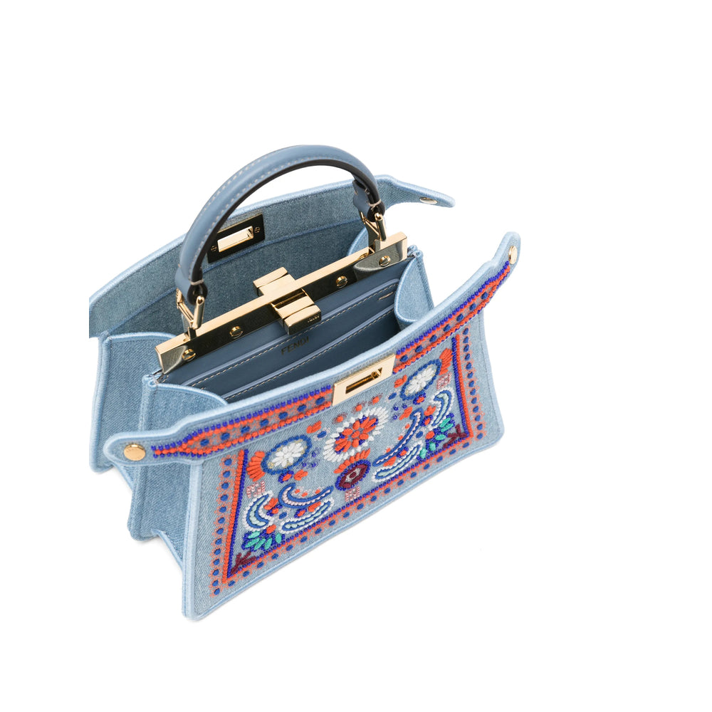 Fendi bag in blue denim — side profile | La Parisienne Qatar
