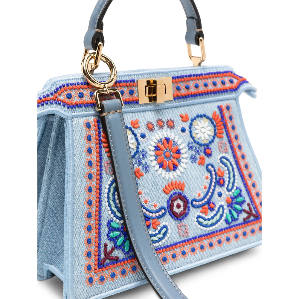 Fendi bag in blue denim — detail view | La Parisienne Qatar