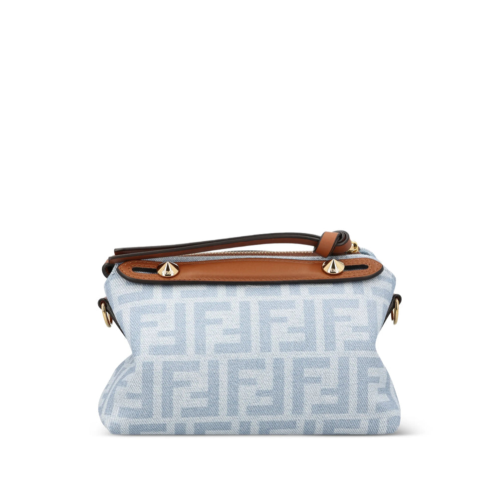 Fendi FF crossbody bag in blue organic cotton — detail view | La Parisienne Qatar