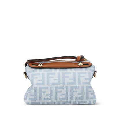 Fendi FF crossbody bag in blue organic cotton — detail view | La Parisienne Qatar