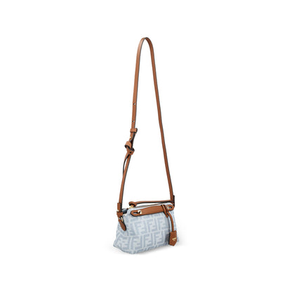 Fendi FF crossbody bag in blue organic cotton — rear view | La Parisienne Qatar