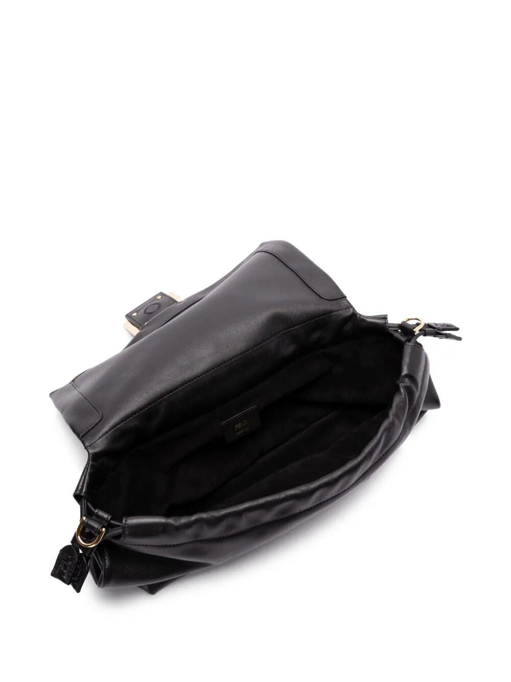 Fendi Mamma Baguette Large shoulder bag in black nappa leather — rear view | La Parisienne Qatar