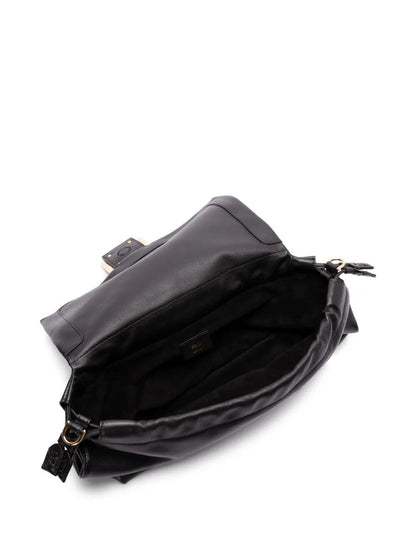 Fendi Mamma Baguette Large shoulder bag in black nappa leather — rear view | La Parisienne Qatar