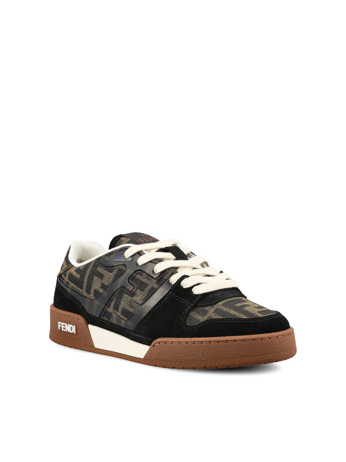 Fendi Match brown and black low-top sneaker — side profile | La Parisienne Qatar