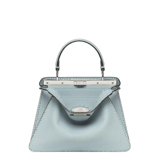 Fendi Peekaboo ISeeU Medium bag in light blue Cuoio Romano leather — front view | La Parisienne Qatar
