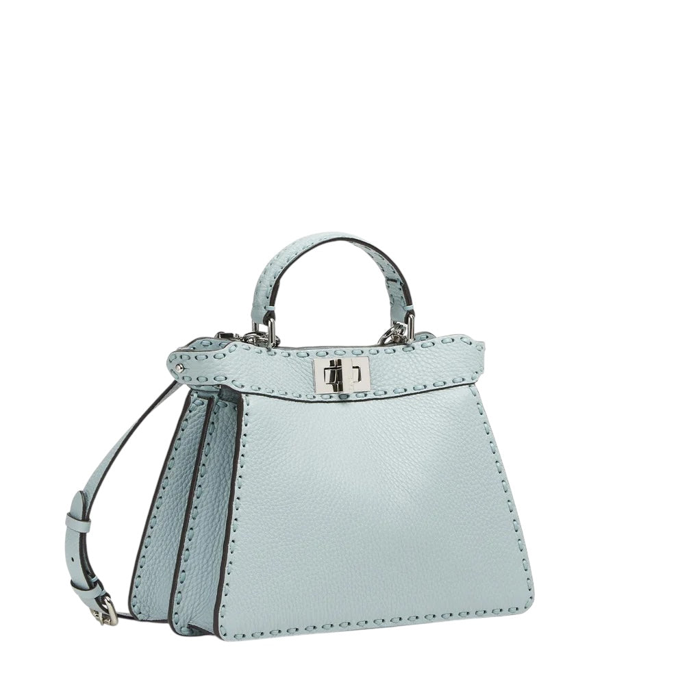 Fendi Peekaboo ISeeU small bag in light blue — side profile | La Parisienne Qatar
