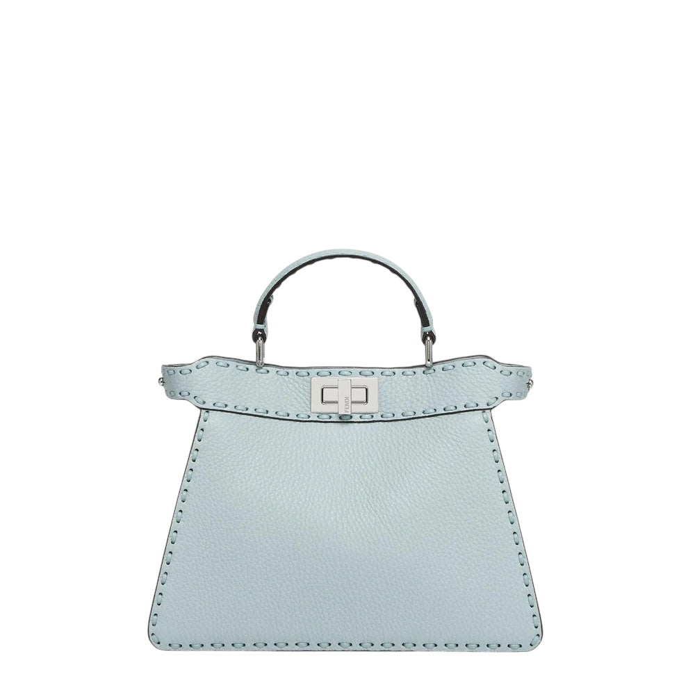 Fendi Peekaboo ISeeU small bag in light blue — front view | La Parisienne Qatar