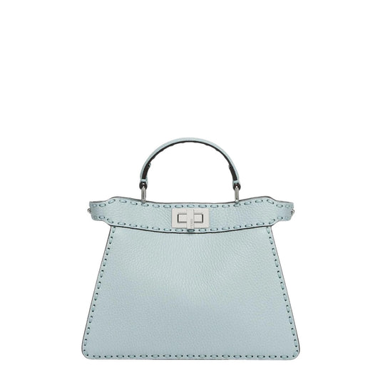 Fendi Peekaboo ISeeU small bag in light blue — front view | La Parisienne Qatar
