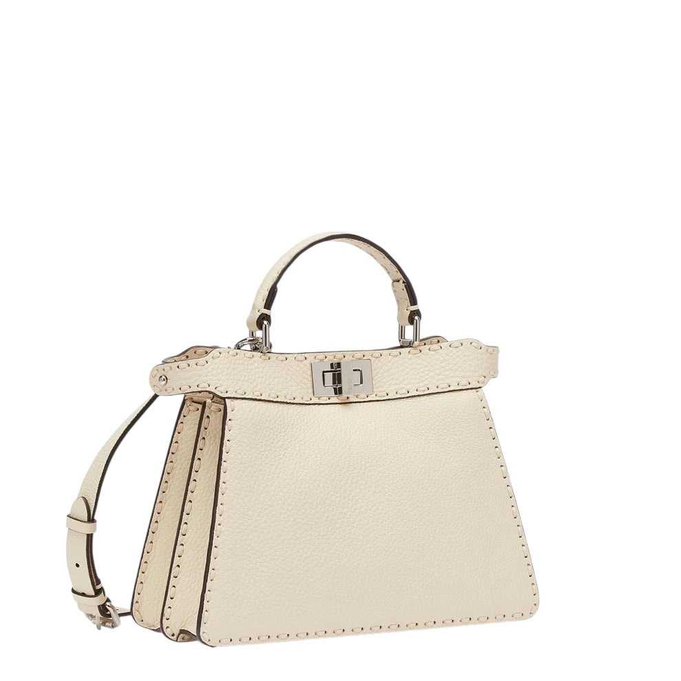 Fendi Peekaboo ISeeU Small bag in beige Cuoio Romano leather — side profile | La Parisienne Qatar