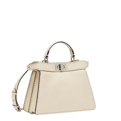 Fendi Peekaboo ISeeU Small bag in beige Cuoio Romano leather — side profile | La Parisienne Qatar
