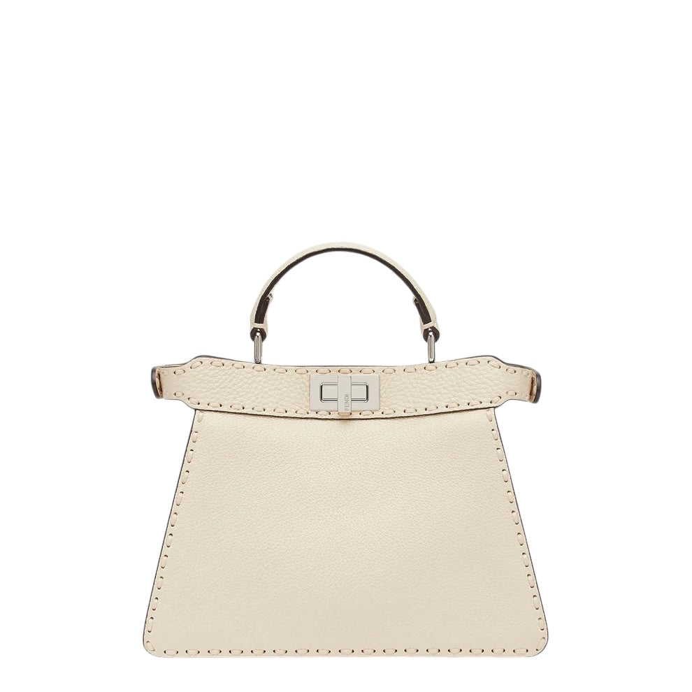 Fendi Peekaboo ISeeU Small bag in beige Cuoio Romano leather — front view | La Parisienne Qatar