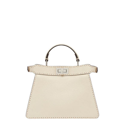 Fendi Peekaboo ISeeU Small bag in beige Cuoio Romano leather — front view | La Parisienne Qatar