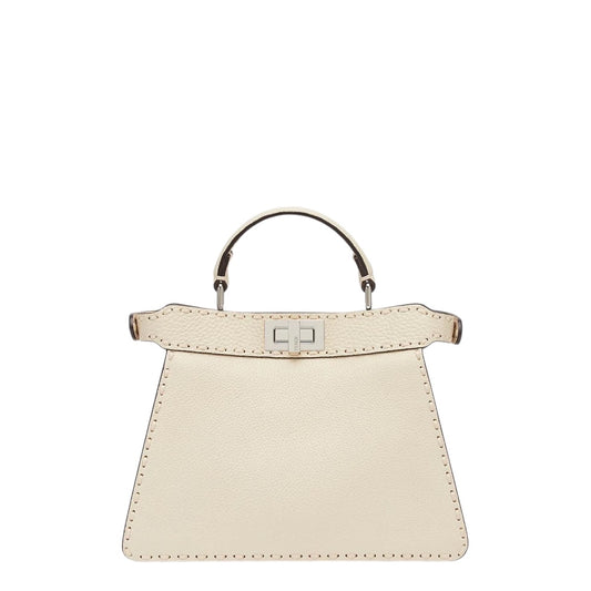 Fendi Peekaboo ISeeU Small bag in beige Cuoio Romano leather — front view | La Parisienne Qatar