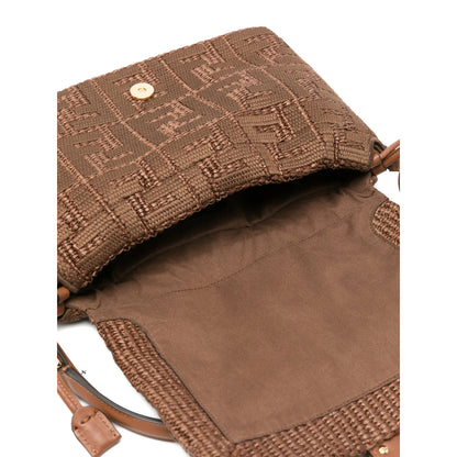 Fendi raffia bag in natural brown — alternate angle | La Parisienne Qatar