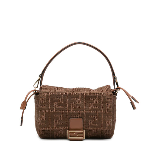 Fendi raffia bag in natural brown — front view | La Parisienne Qatar