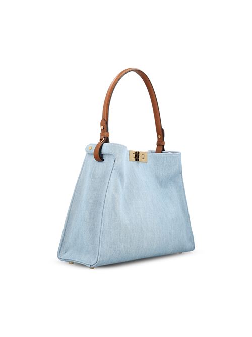 Fendi Way medium light blue denim bag — detail view | La Parisienne Qatar