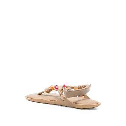Flowze Flo With Beads Argil flats in neutral fabric — side profile | La Parisienne Qatar