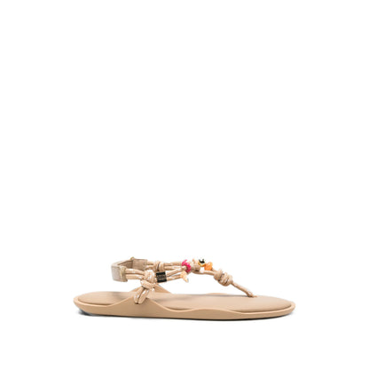 Flowze Flo With Beads Argil flats in neutral fabric — front view | La Parisienne Qatar