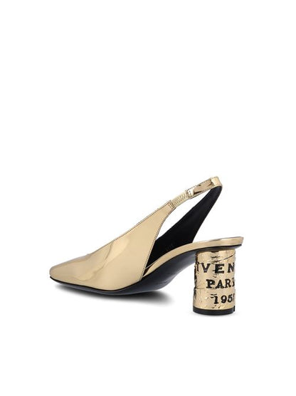 Givenchy slingback pumps in gold mirror-effect leather — detail view | La Parisienne Qatar