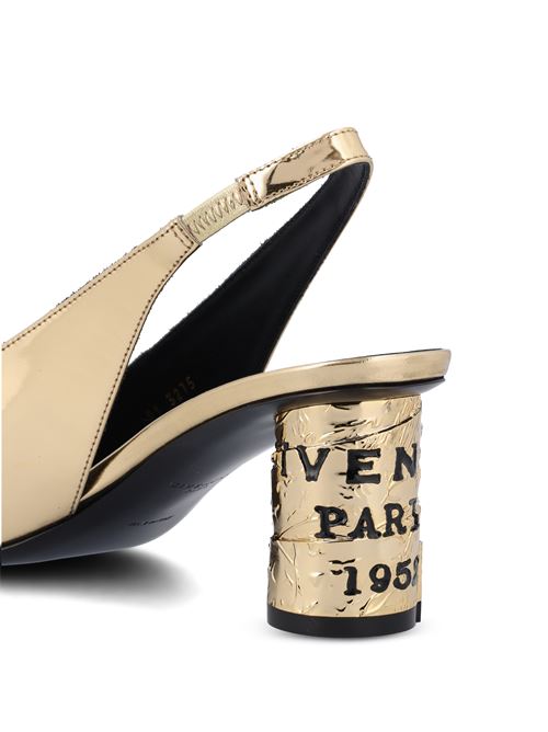 Givenchy slingback pumps in gold mirror-effect leather — rear view | La Parisienne Qatar