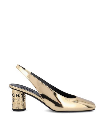Givenchy slingback pumps in gold mirror-effect leather — front view | La Parisienne Qatar