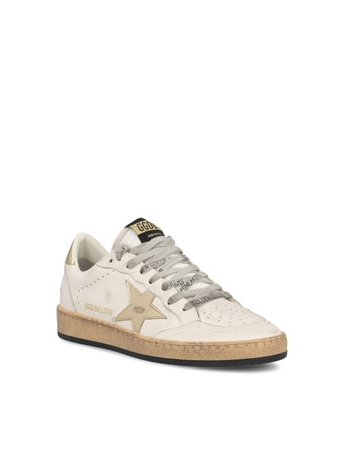 Golden Goose Ball Star sneakers in white and gold leather — rear view | La Parisienne Qatar
